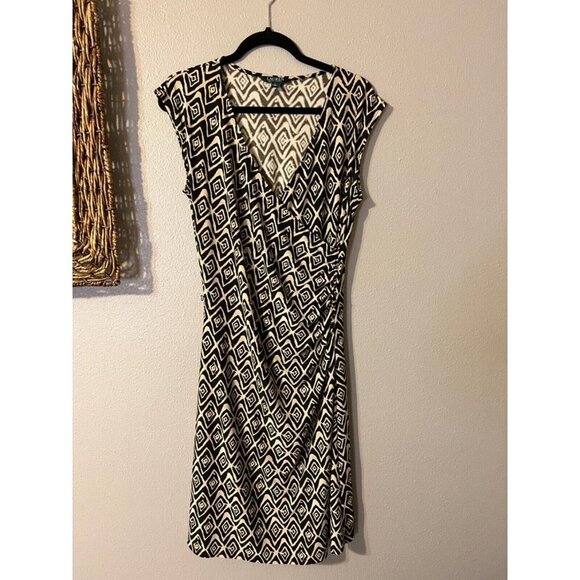 Ralph Lauren Dress Camel Brown L Large Ikat Stretch Sheath Washable New - Picture 12 of 13